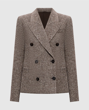 Brunello Cucinelli Brown double-breasted wool and silk jacket MG5317329