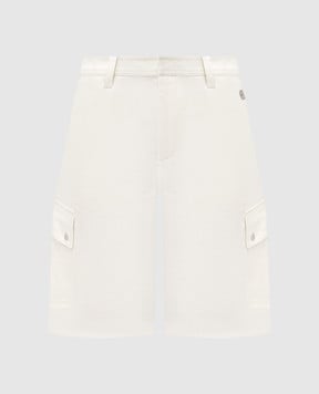 Off-White Beige linen shorts with logo OMCS003S25FAB002