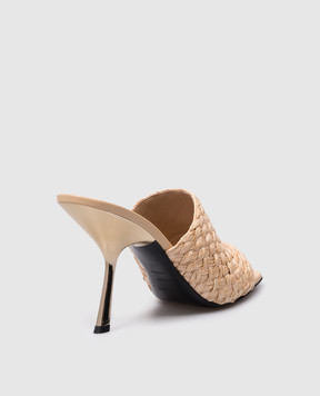 Sergio Rossi Beige Seville mules with weaving B08490MFI364
