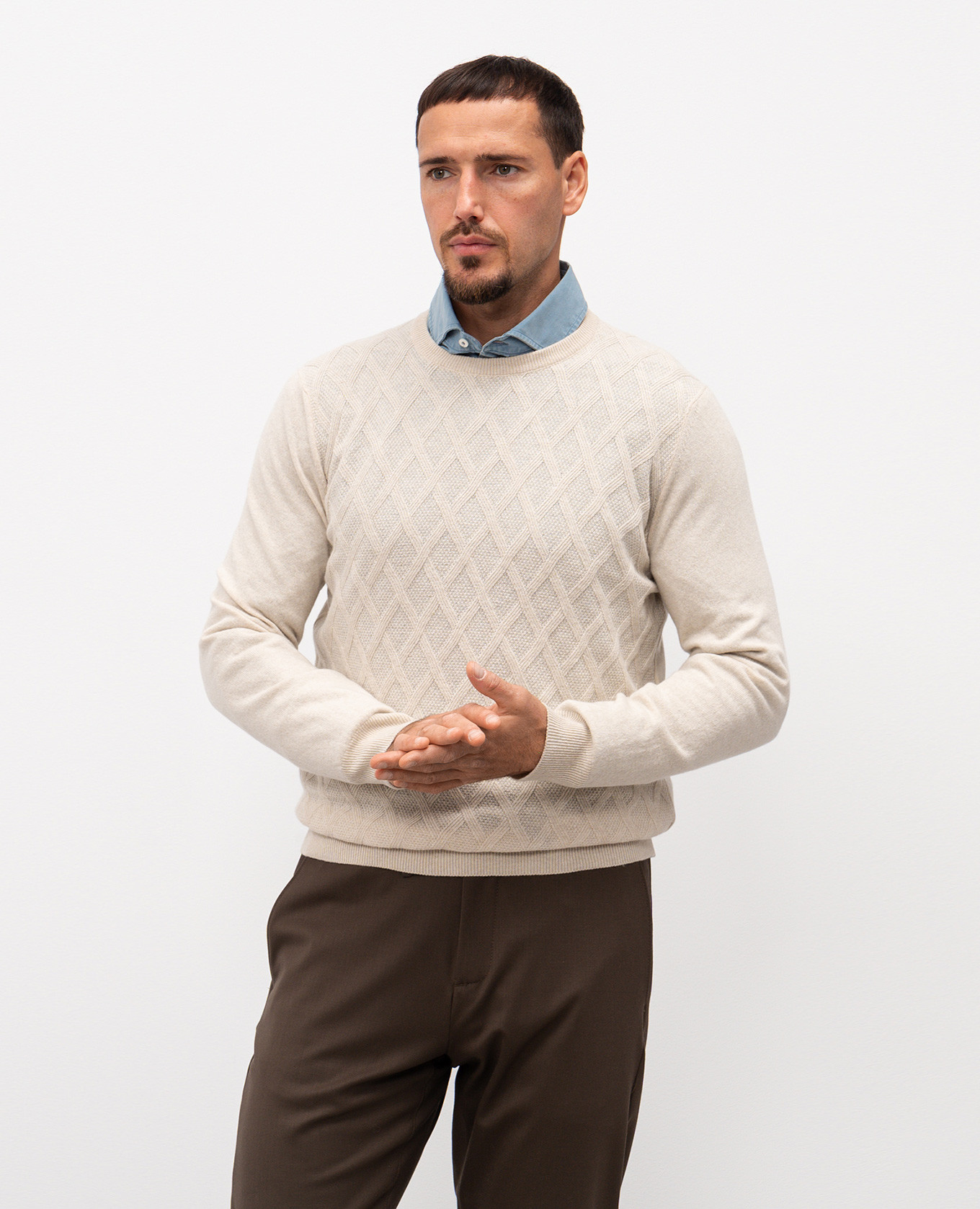

Beige wool and cashmere patterned jumper Canali