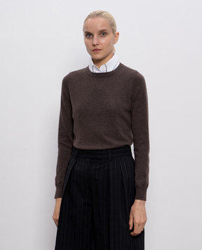 Brunello Cucinelli Brown cashmere jumper with monil chain M12144400P