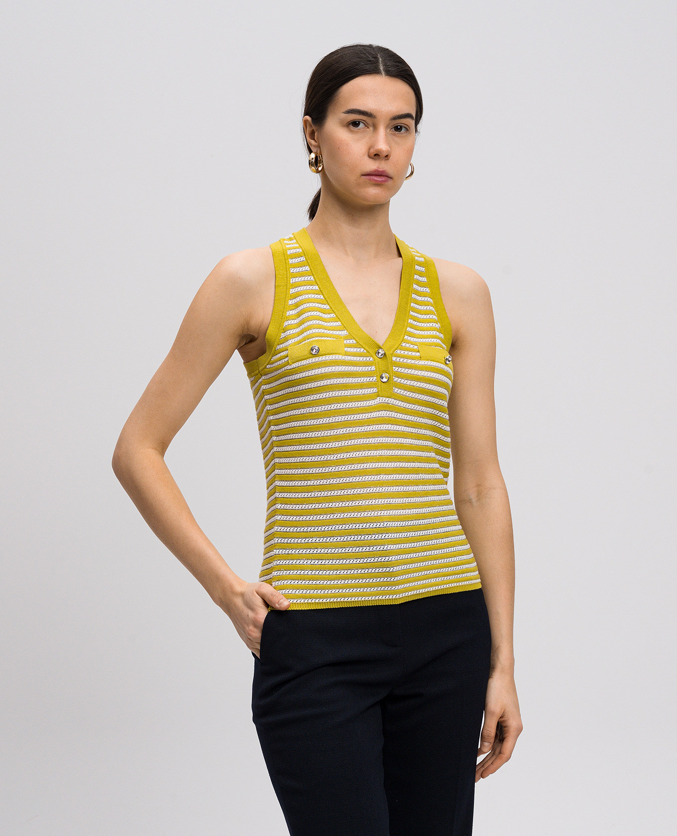 

Green striped top with lurex Twinset Actitude