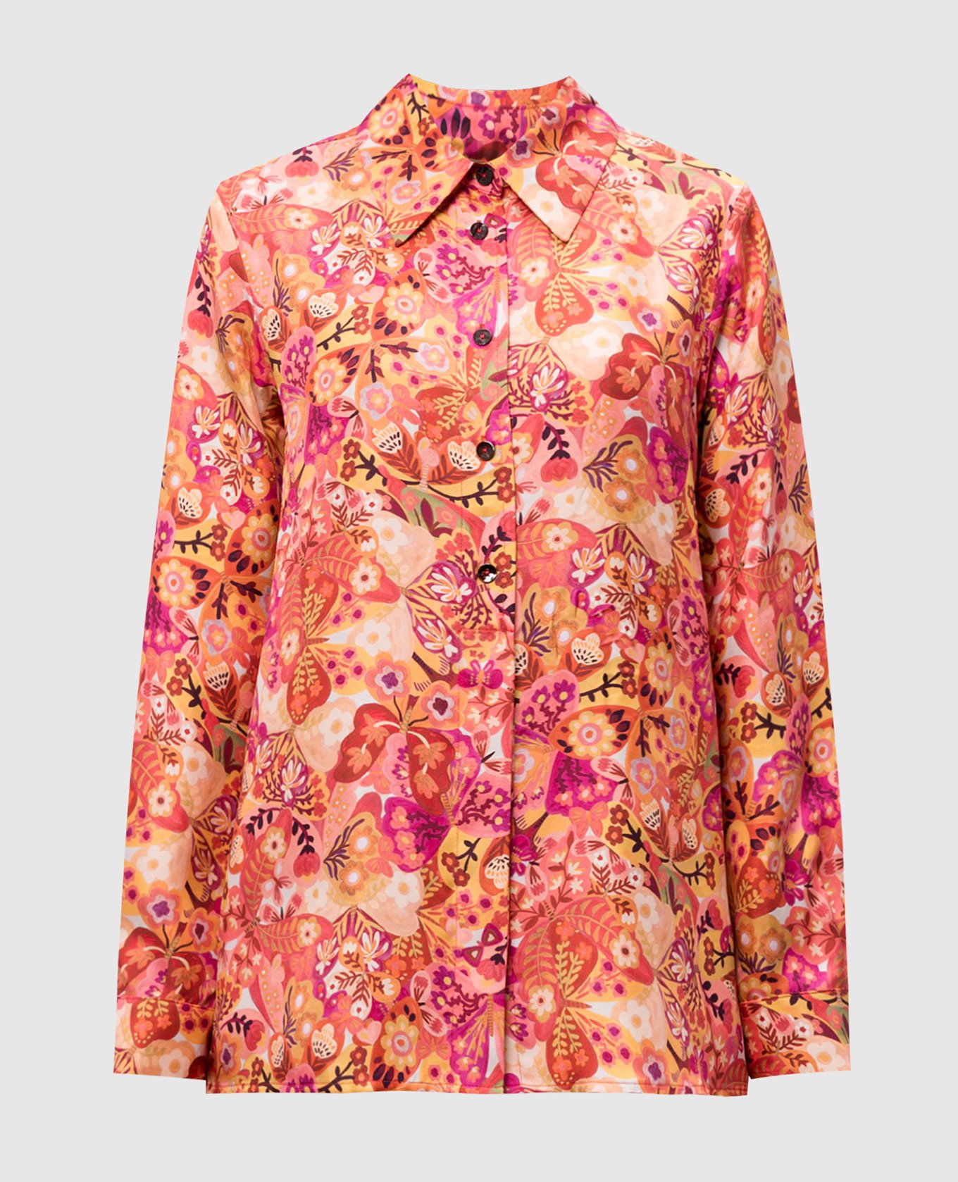 

Orange PAPAYA silk blouse with floral print Momoni