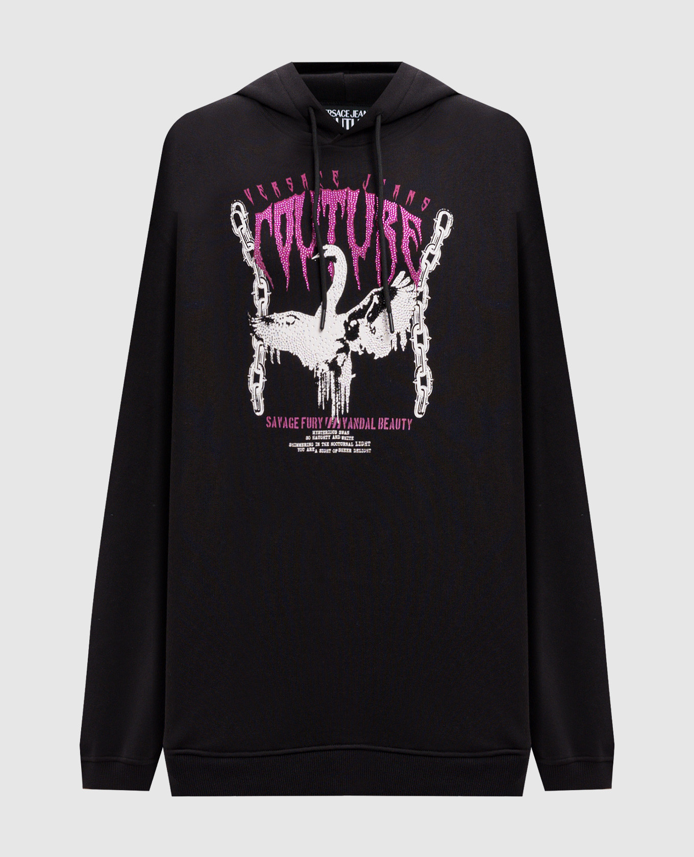 

Shain Swan print black hoodie with crystals Versace Jeans Couture