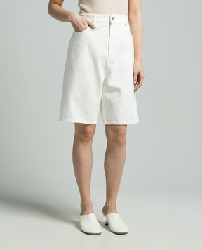 Lou Lou Studio ISU white denim shorts with logo patch ISU
