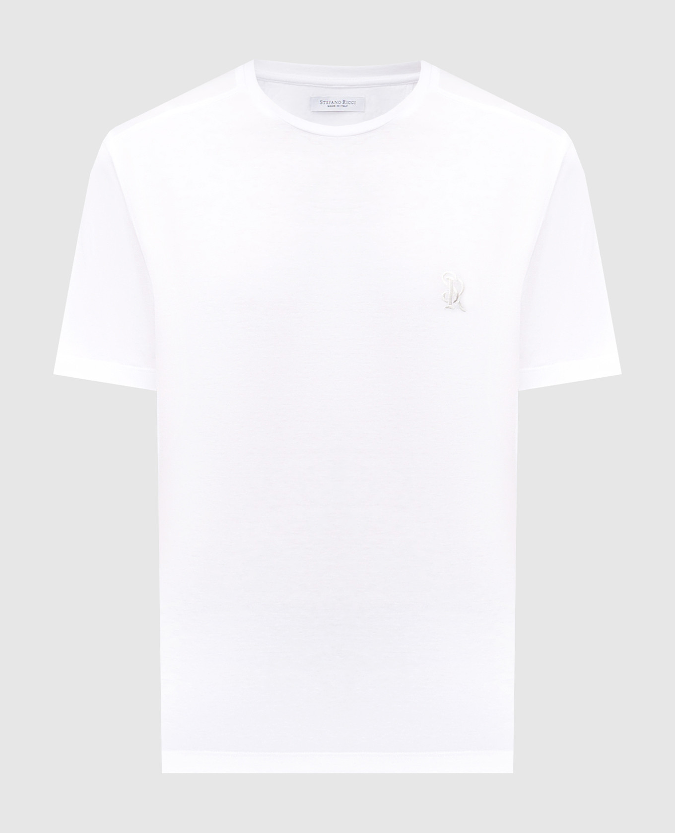 

White T-shirt with logo embroidery Stefano Ricci