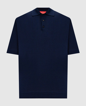 ISAIA Blue silk polo shirt with emblem MG8262Y0470