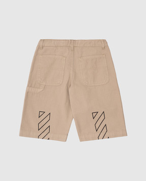 Off-White Children's khaki shorts with logo print OBCB00BS25FAB001