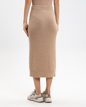 Peserico Beige wool and silk midi skirt S95029F0709095