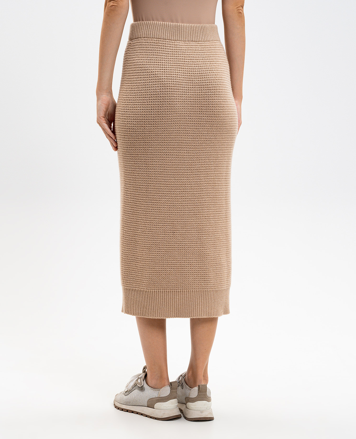 

Beige wool and silk midi skirt Peserico