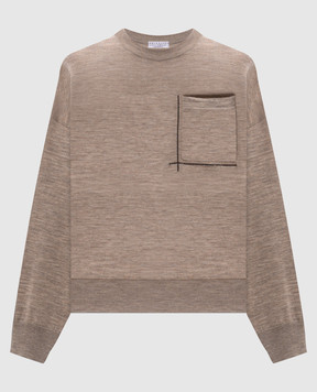 Brunello Cucinelli Brown melange wool and cashmere jumper M14844710