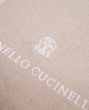 Brunello Cucinelli Beige linen tablecloth with logo embroidery MLW852TR01