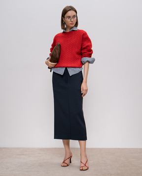 Miu Miu Red cashmere sweater with a textured pattern L818sh