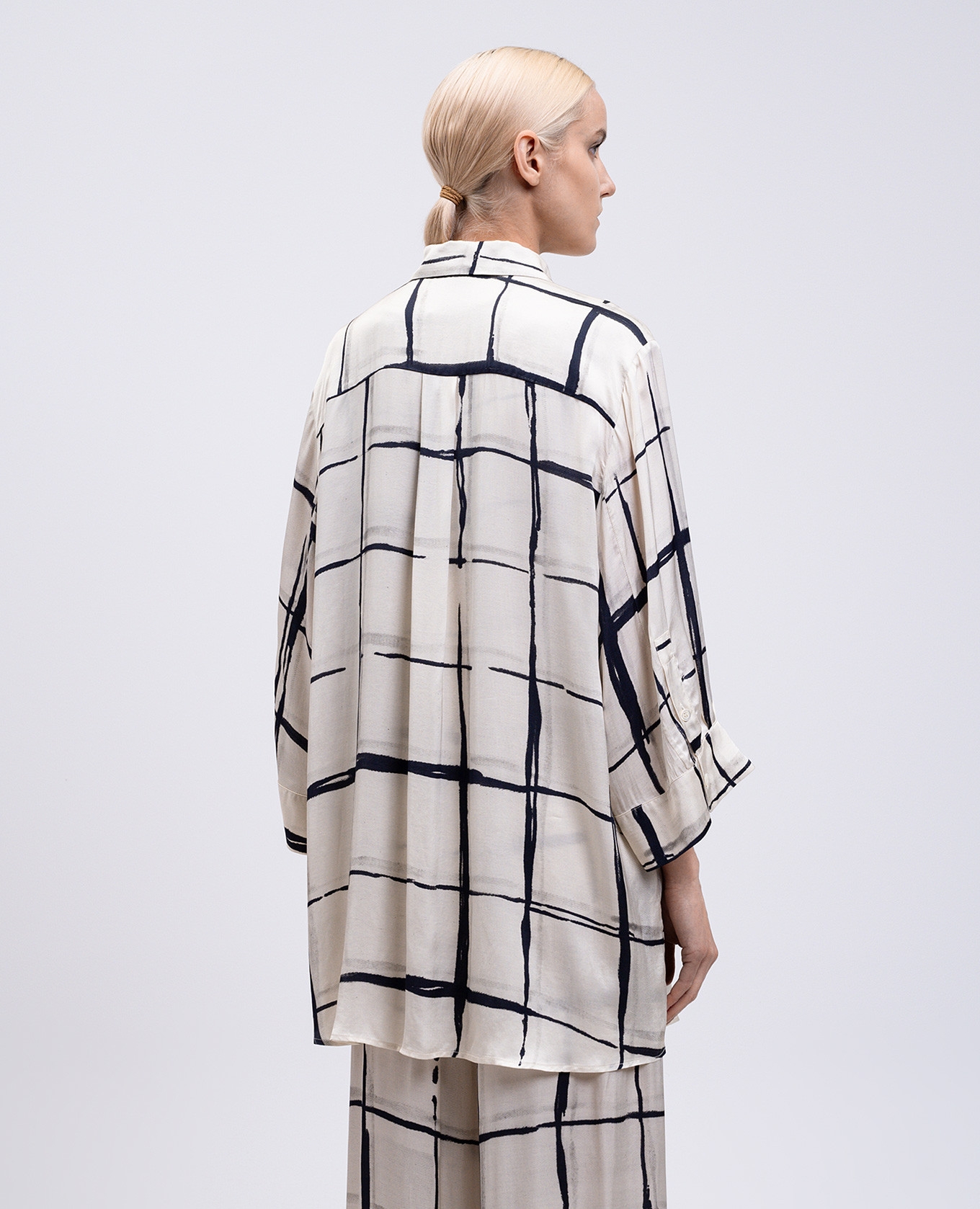 

Beige long checked blouse Peserico