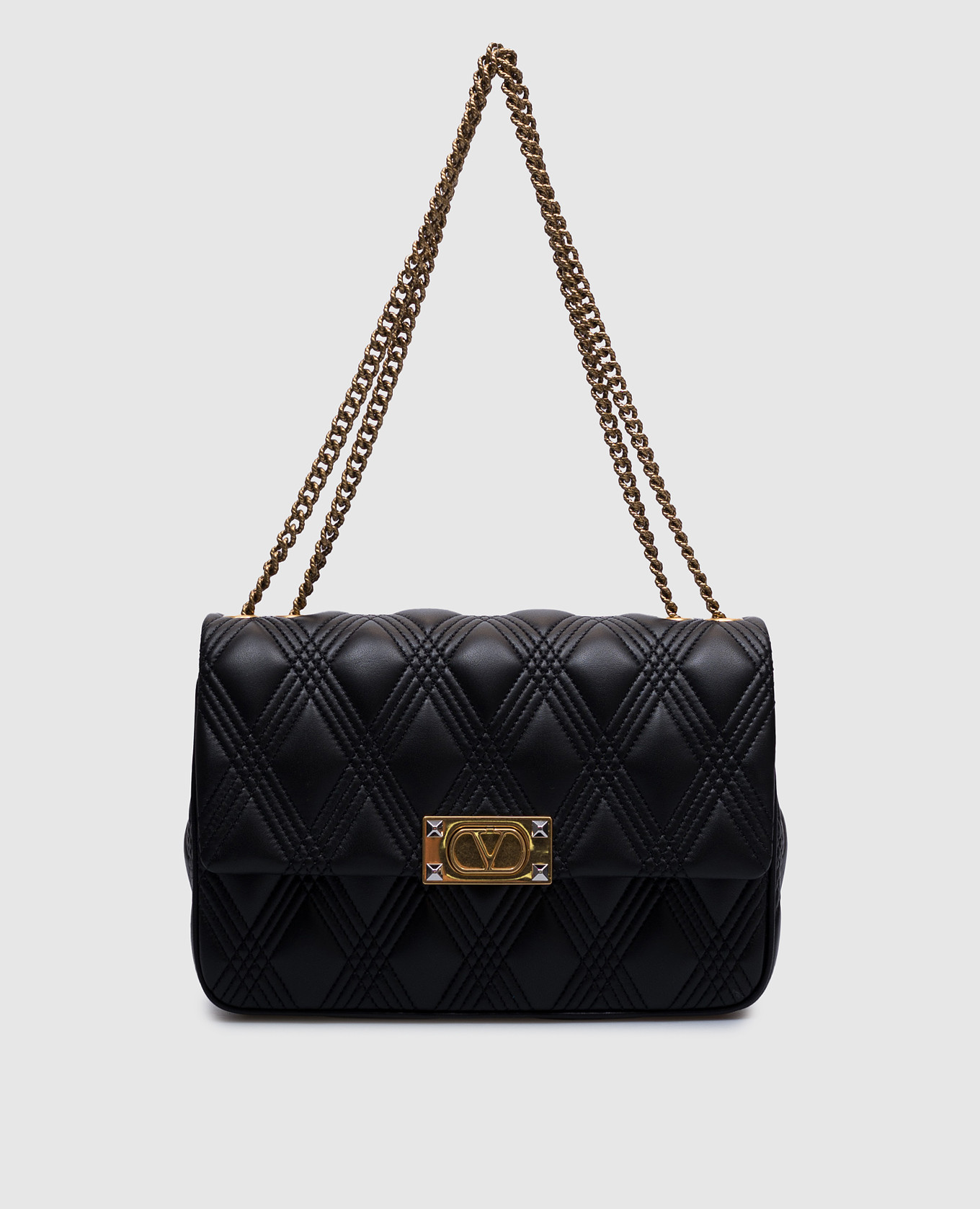 

Black leather messenger bag QUILTIE 67 Valentino