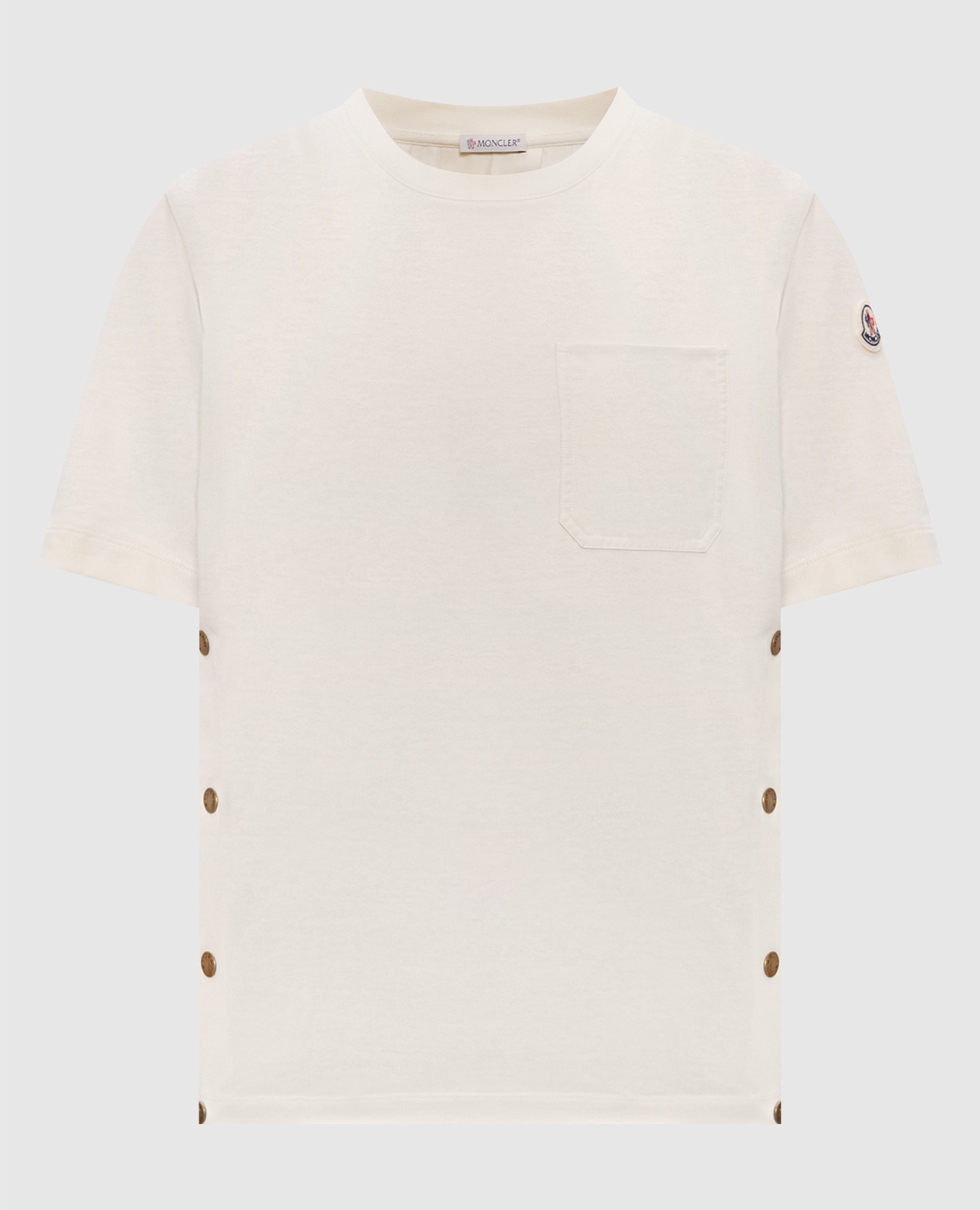 Beige T-shirt with logo patch Moncler