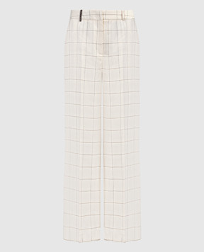 Peserico Beige pants with checked linen P0433500664