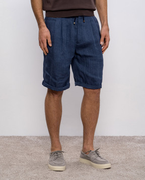 Brunello Cucinelli Blue linen shorts MH251U0020