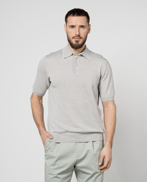 Cashmere&Whiskey Gray polo shirt with linen and cashmere MU9332318455R
