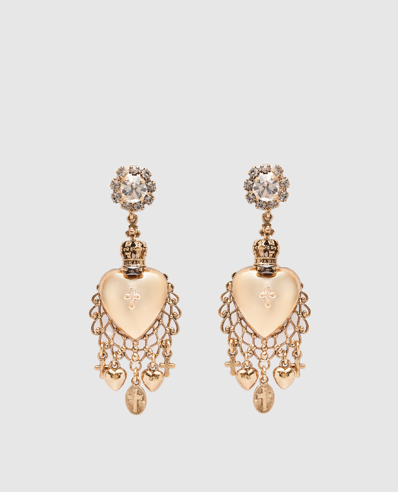 

Paia or cuore golden earrings with crystals and pendants CelesteG