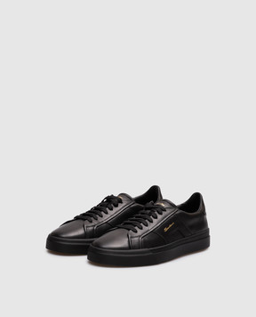 Santoni Black leather sneakers with logo MBGT21779NEORXWH