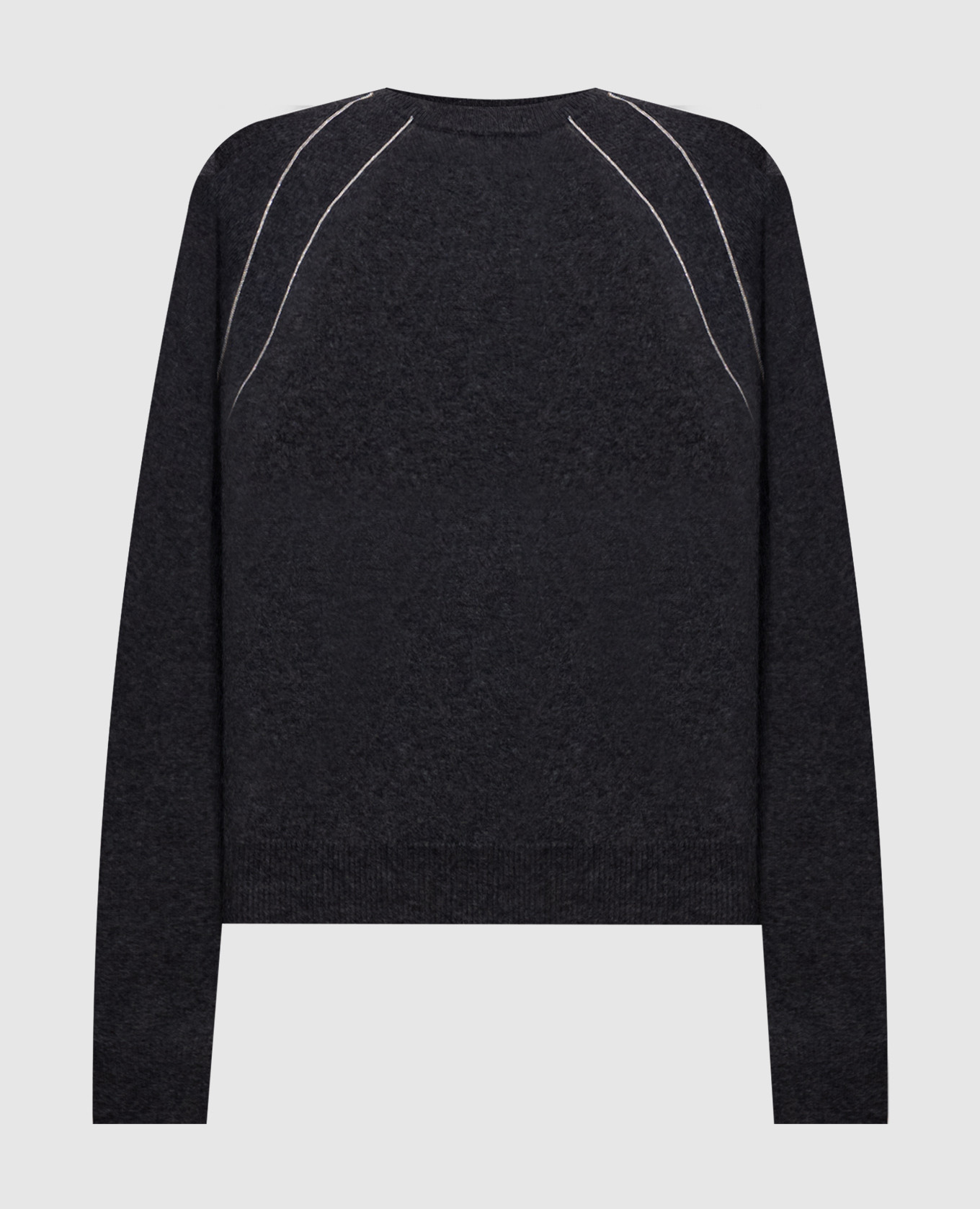 Gray wool, silk and cashmere jumper with monil chain Peserico