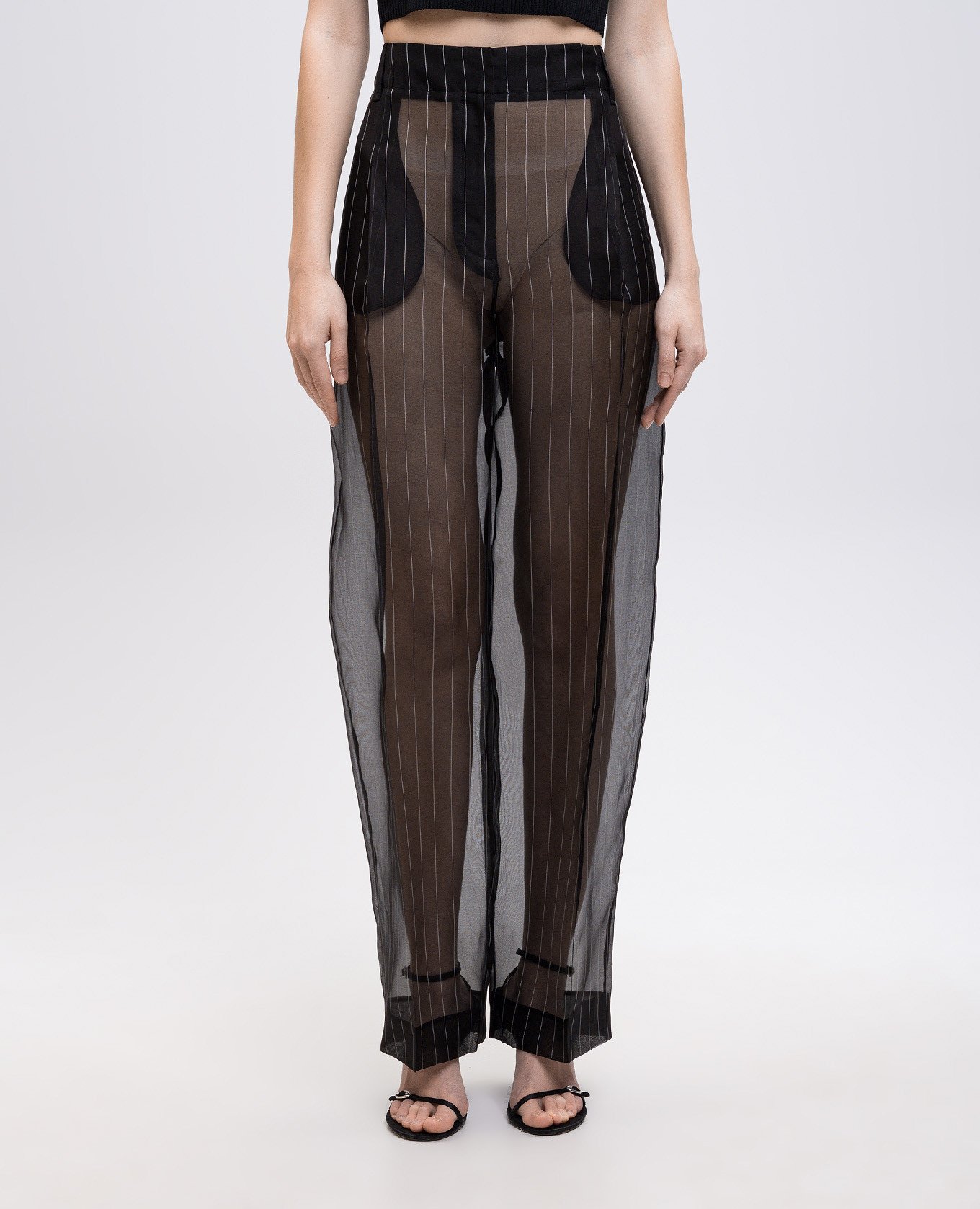 

Black Lenton silk striped trousers Khaite