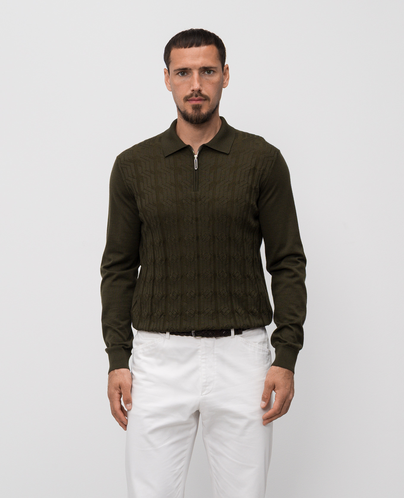 

Green cashmere and silk polo shirt with logo Stefano Ricci