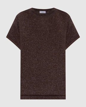 Brunello Cucinelli Brown top with lurex M41810000P