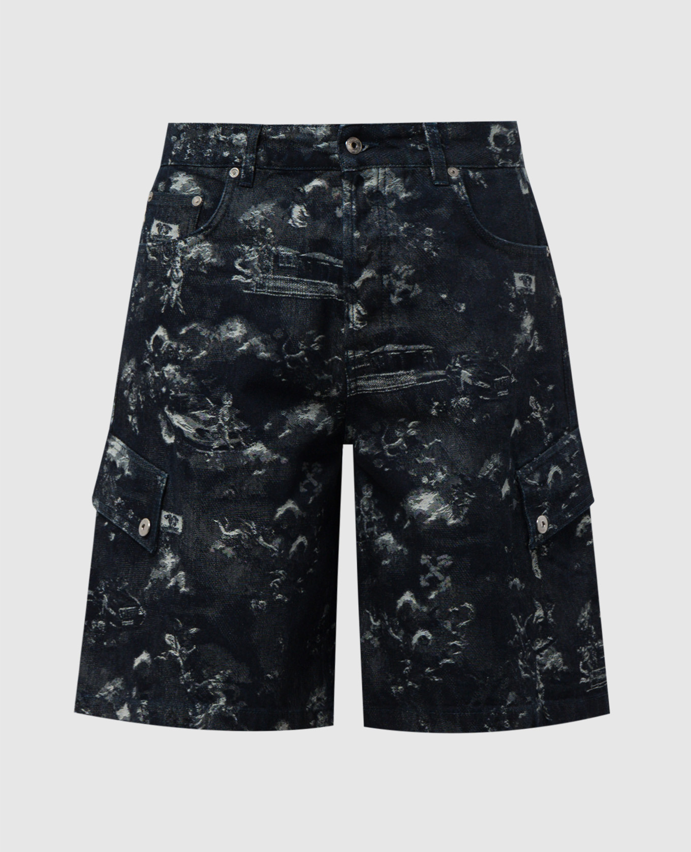 

Blue denim cargo shorts with fresco pattern Off-White