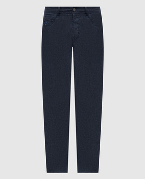 Scissor Scriptor Blue wool and cashmere pants with monogram COSTANTINOT12727138