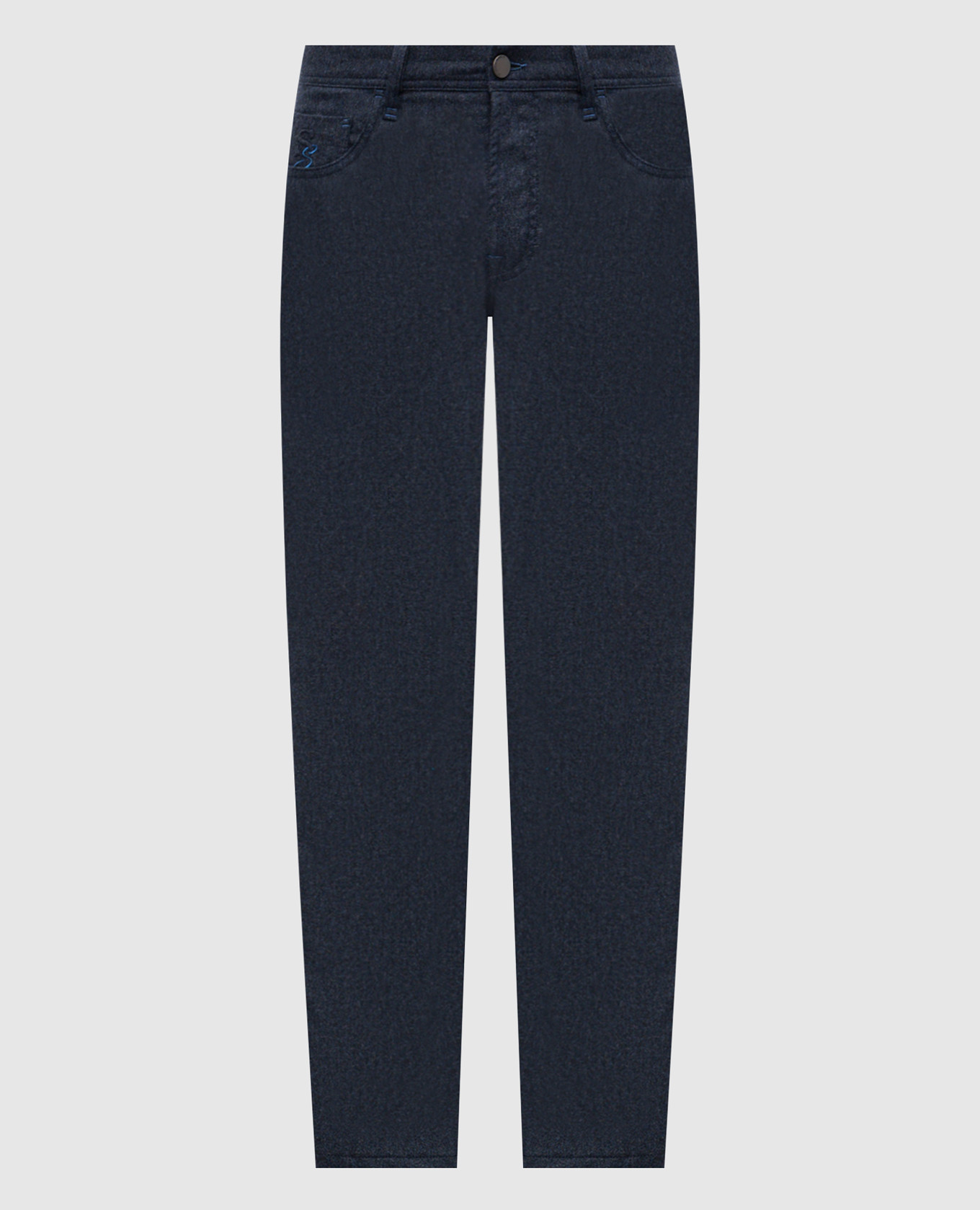 Blue wool and cashmere pants with monogram Scissor Scriptor