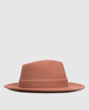 Twinset Brown wool hat with emblem 252TA4490