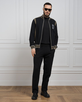 Stefano Ricci Black sweatpants with monogram logo embroidery K111030P3DT24151