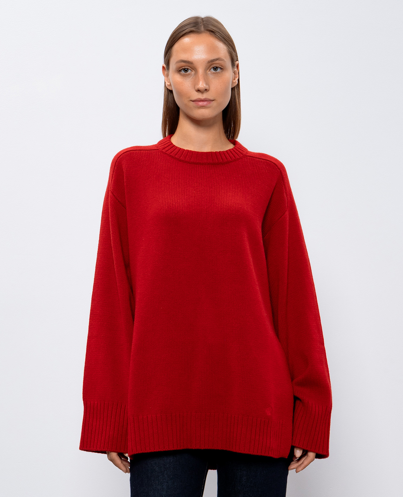 

Red SAFI wool and cashmere sweater with matching embroidery Lou Lou Studio