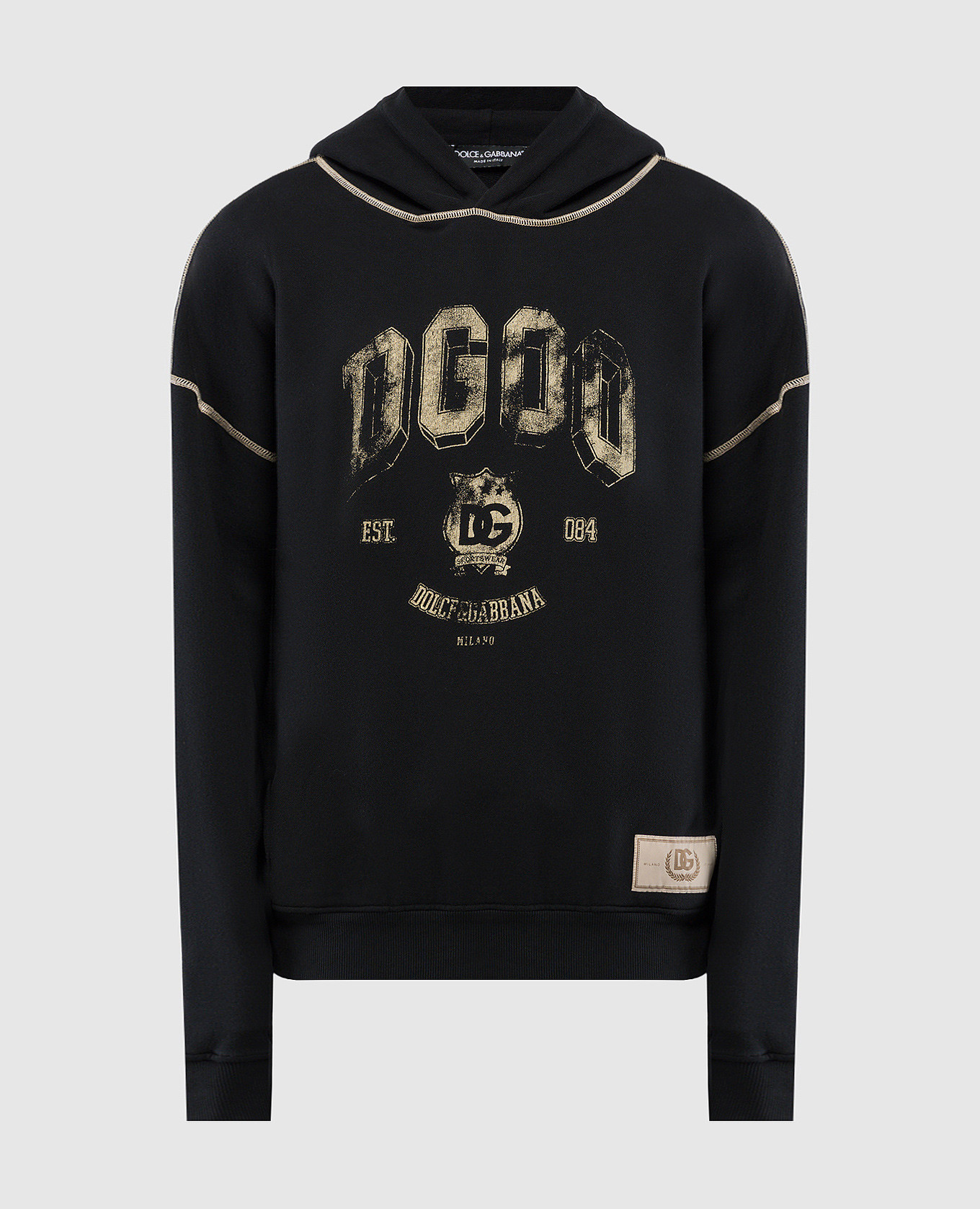 

Black hoodie with print and logo patch Dolce&Gabbana