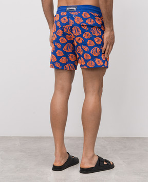 Vilebrequin Blue swim shorts with textured print MOOCD214