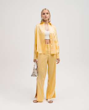 AERON VAPOR yellow satin pants with slits VAPOR