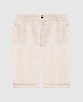 Brunello Cucinelli White shorts made of linen, silk and wool in a pattern MP419U0010