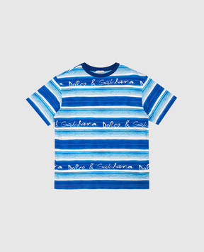 Dolce&Gabbana Children's blue striped T-shirt L4JTHVII7FT46