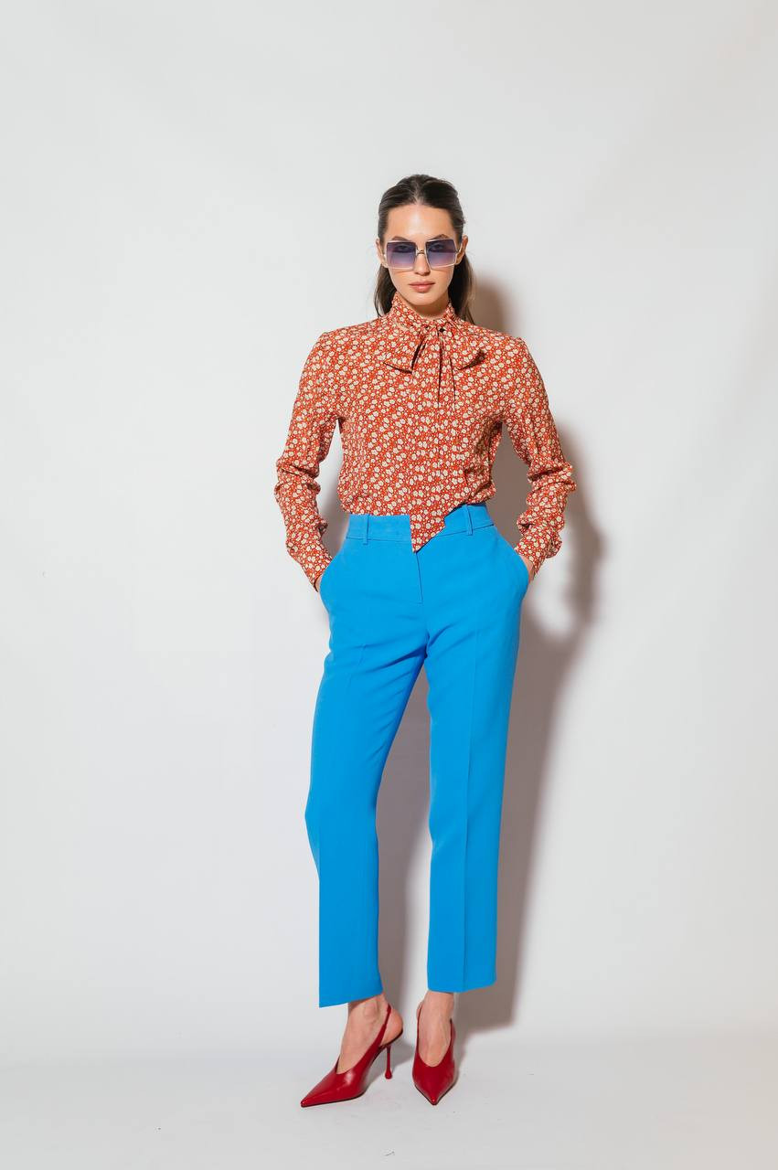 

Red floral silk blouse with ascot collar Ermanno Scervino