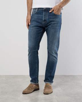 Brunello Cucinelli Blue distressed jeans with logo patch M283PX1290