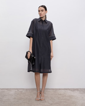 Peserico Gray shirt dress with linen E0610608372