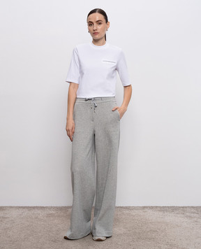 Peserico White T-shirt with a monil chain A06660J000079