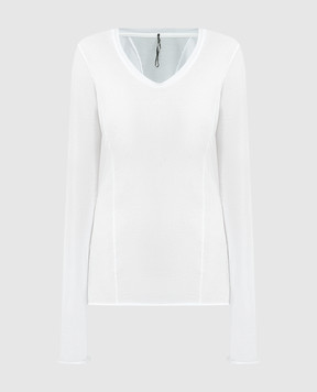 Masnada White longsleeve with accent stitching 7691