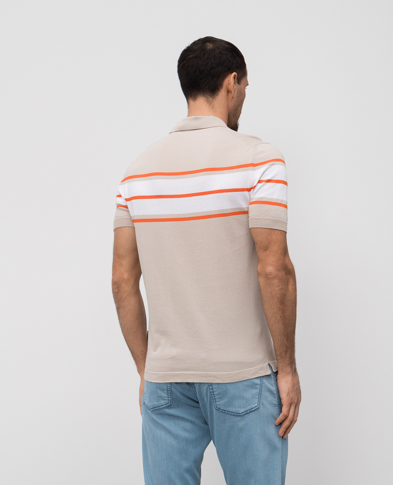 

Beige ACAYA polo shirt with stripes MooRER