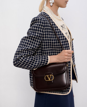 Valentino Brown glossy leather messenger bag with logo 7W2B0R15UHF