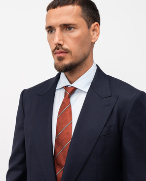 Brunello Cucinelli Orange striped silk tie MI8840018