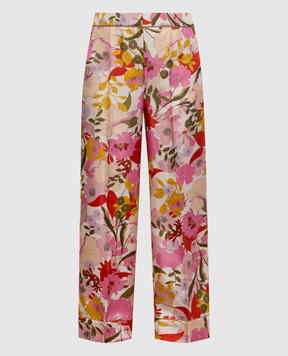 Max Mara LEDA silk trousers in floral print LEDA