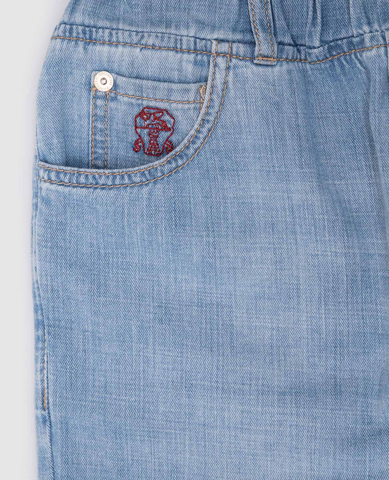 

Kids' blue jeans with logo emblem Brunello Cucinelli, Light blue